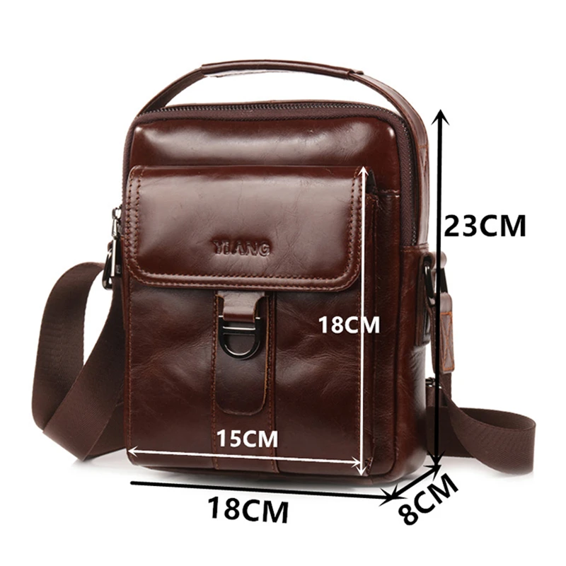 New Genuine Leather Crossbody Bag Cow Skin Men Single Shoulder Messenger Bags High Quality Casual Zipper Office Messenger Bags