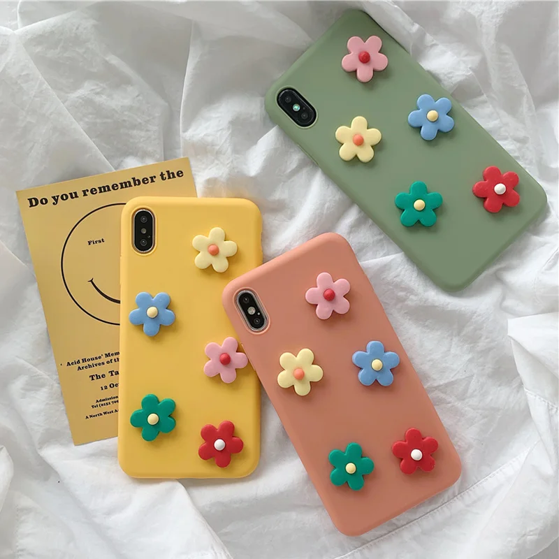 

Moskado Fashion Colorful 3D Flowers Case For iPhone 6 6s 7 8 Plus X XS XR XS Max Floral Phone Cases Soft TPU Silicone Back Cover