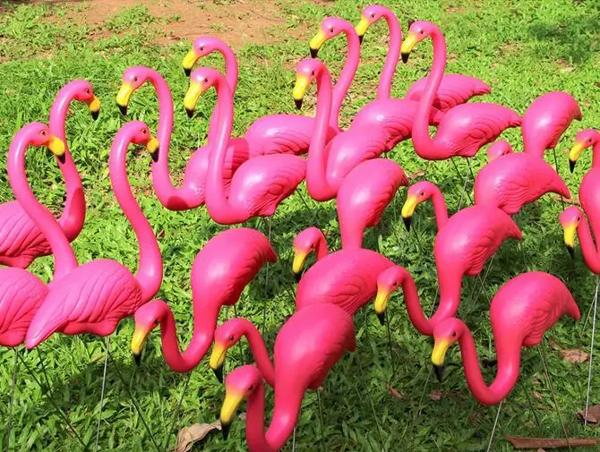 PE Flamingo Simulation Animals Garden Landscape Outdoor Crafts Decoration Ornaments 2Pcs Pink animal sculpture decorations