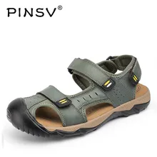 Летняя обувь; мужские сандалии из натуральной кожи; Мужская обувь; пляжные сандалии для мужчин; большие размеры 38-48; Sandalias Hombre