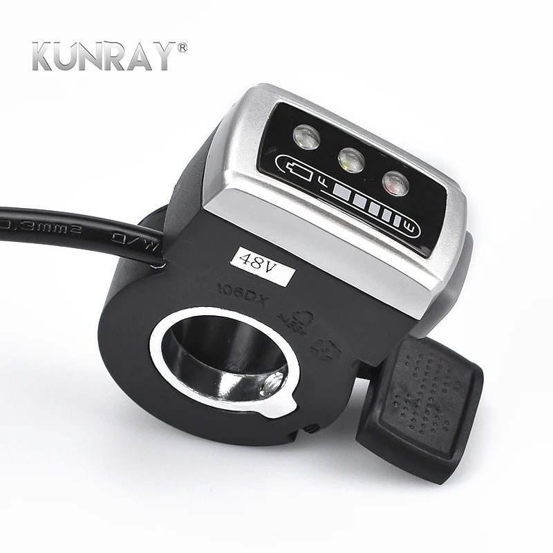 Flash Deal RoHS 36V 48V 106DX E-Bike Bicycle Scooter Motorcycle Finger Throttle Both-Way Thumb With Battery Power And ON-OFF Switch 4