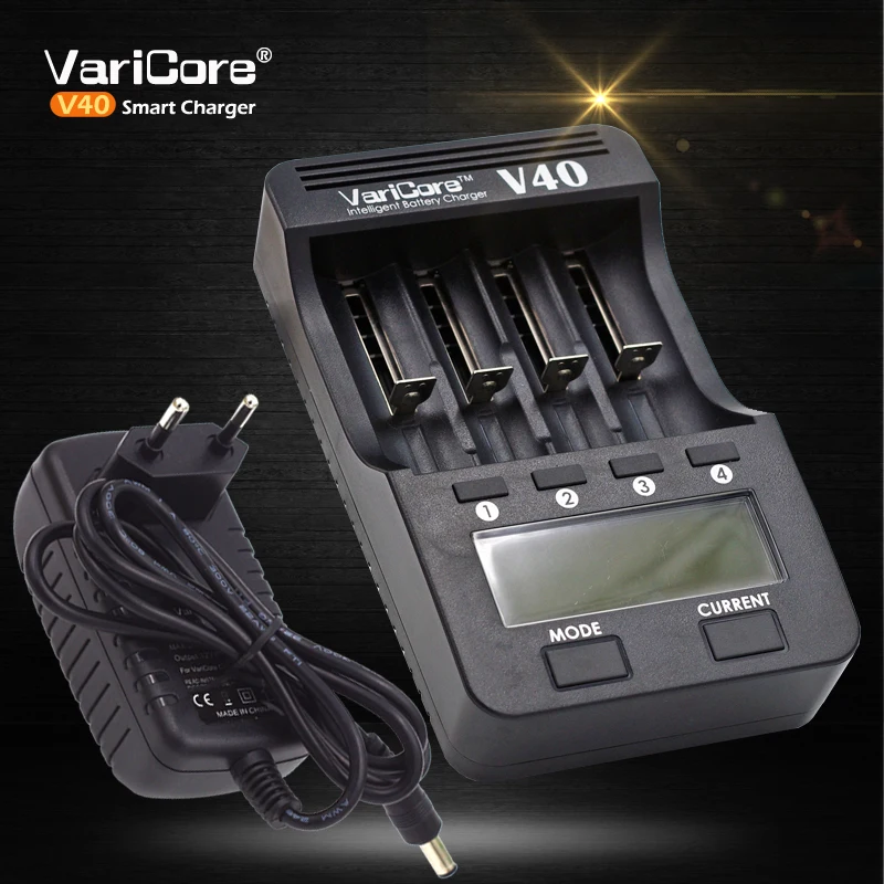 VariCore V40 lcd зарядное устройство+ 12V адаптер+ Автомобильное зарядное устройство для 3,7 V 18650 26650 18500 литиевых батарей, 1,2 V AA AAA Ni-MH батареи