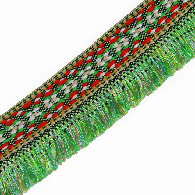 5Y Green Braided Trim Lace Ribbon Embroidery Fringe Trims Tassel