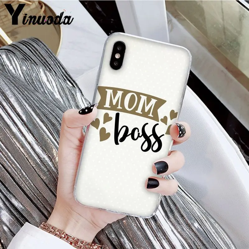 Yinuoda, лучшая мама, босс, слова, окрашенные, аксессуары для телефонов, чехол для Apple iPhone 8 7 6 6S Plus X XS MAX 5 5S SE XR, мобильные чехлы