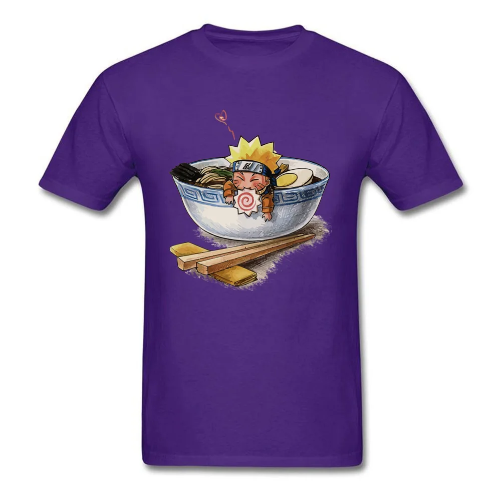 Naruto Love Ramen Tops T Shirt Prevalent Round Collar Normal Short Sleeve 100% Cotton Men T-shirts Classic Tops Shirt Naruto Love Ramen purple
