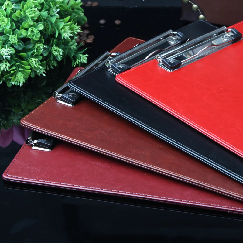 

Hang on A4 PU Leather Clip Folder Paper File Holder Car Documents Holder Writting Clipboard With Pen Loop free pen
