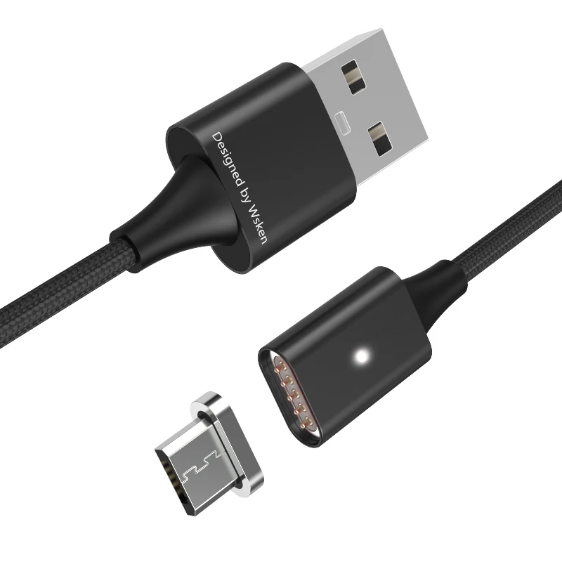 WSKEN Lite1 Магнитный Micro USB кабель для быстрой зарядки данных USB кабель для samsung Galaxy S7 S6 huawei Xiaomi LG USB кабель - Цвет: with 1 plug black