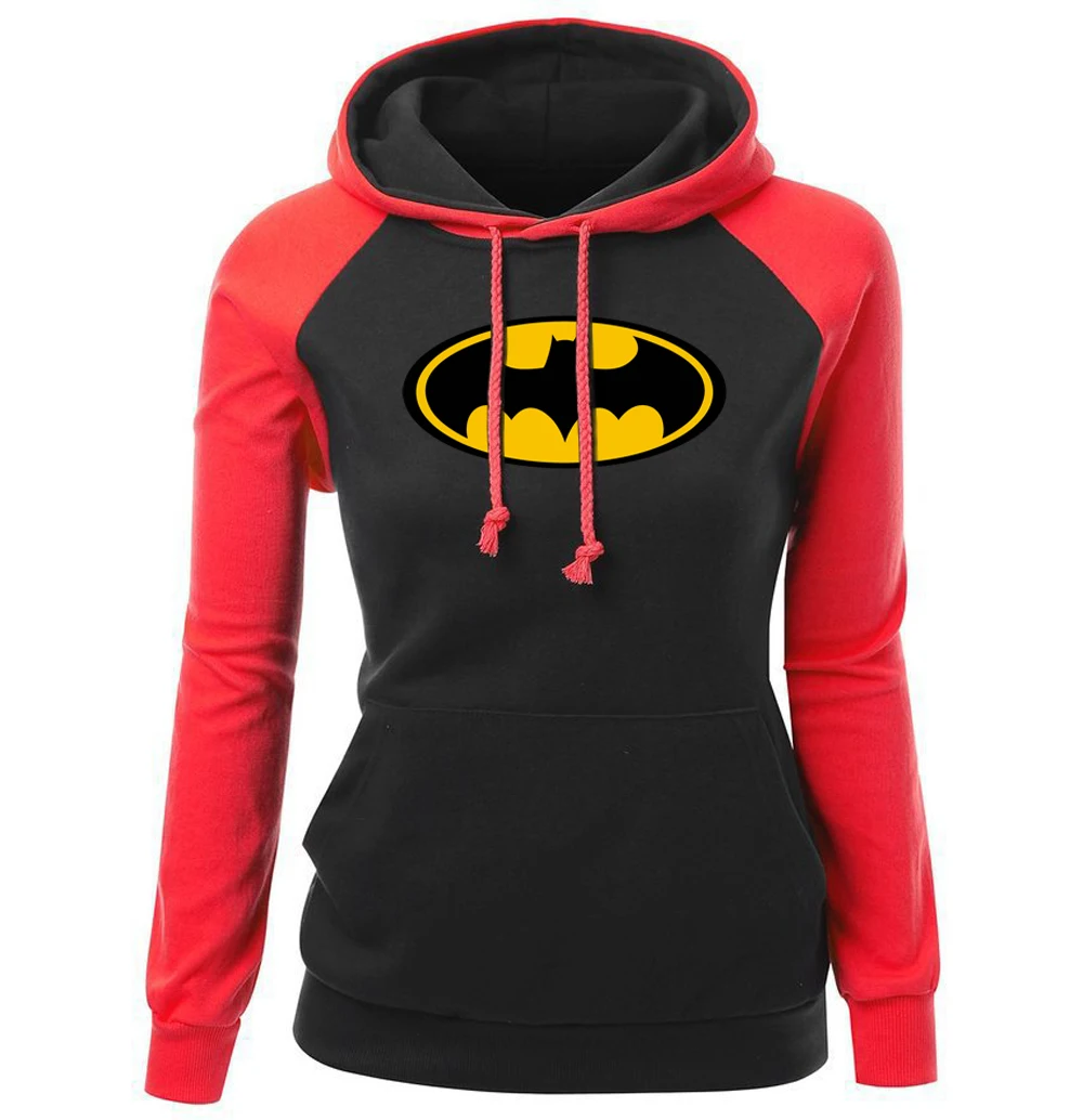 Горячая распродажа женский свитер осень зима тонкая теплая толстовка с капюшоном для женщин Бэтмен уличная одежда Качественный костюм хипстера