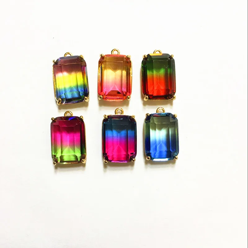 6 colors random mix Новое поступление! 18x13 20 шт./лот медный материал со стеклянным двойным цветовым эффектом Прямоугольная форма Шарм для ювелирных изделий ручной работы - Окраска металла: 6 colors random mix