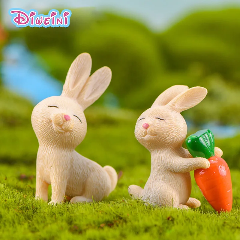 

1pc Lover Rabbit Easter Model cartoon Animal action Figures Miniature Figurine home Dollhouse Decoration DIY Accessory toy gift