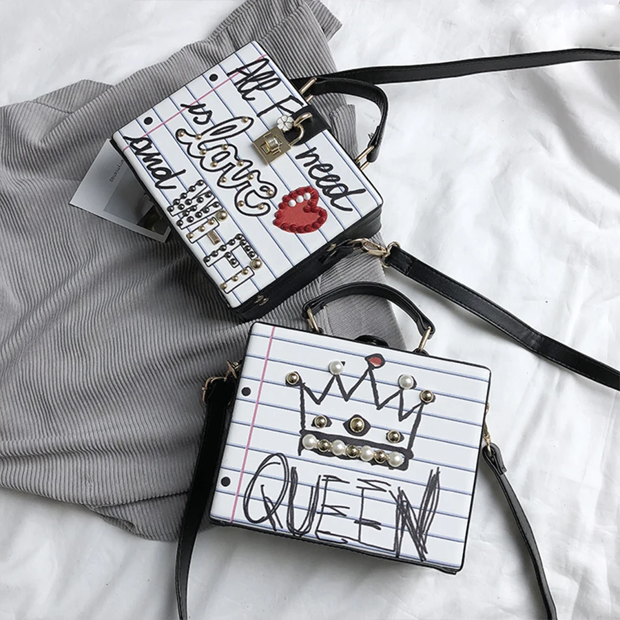 

Fashion Box Shape Letter Diamonds Pearl Rivet Handbag Women New Arrival Casual Female Party Purse Ladies Crossbody Messenger Bag