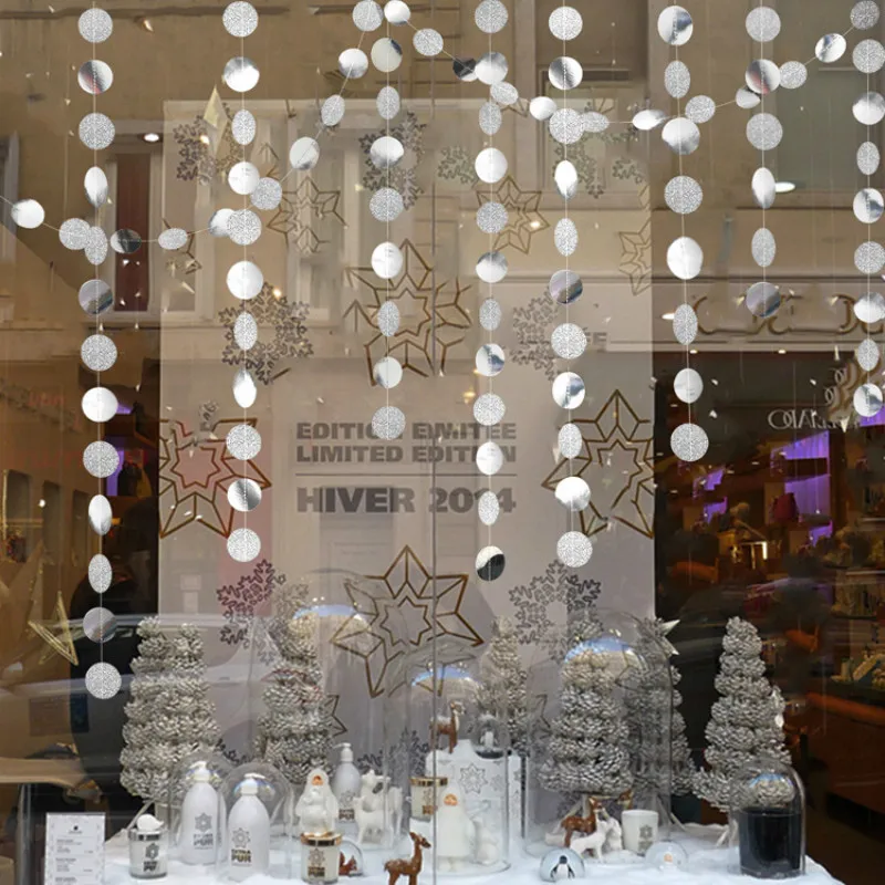

4M Twinkle Snowflake Paper Garlands Pendant Ornaments Christmas Decorations for Home New Year 2020 Noel Accessories Navidad 2019