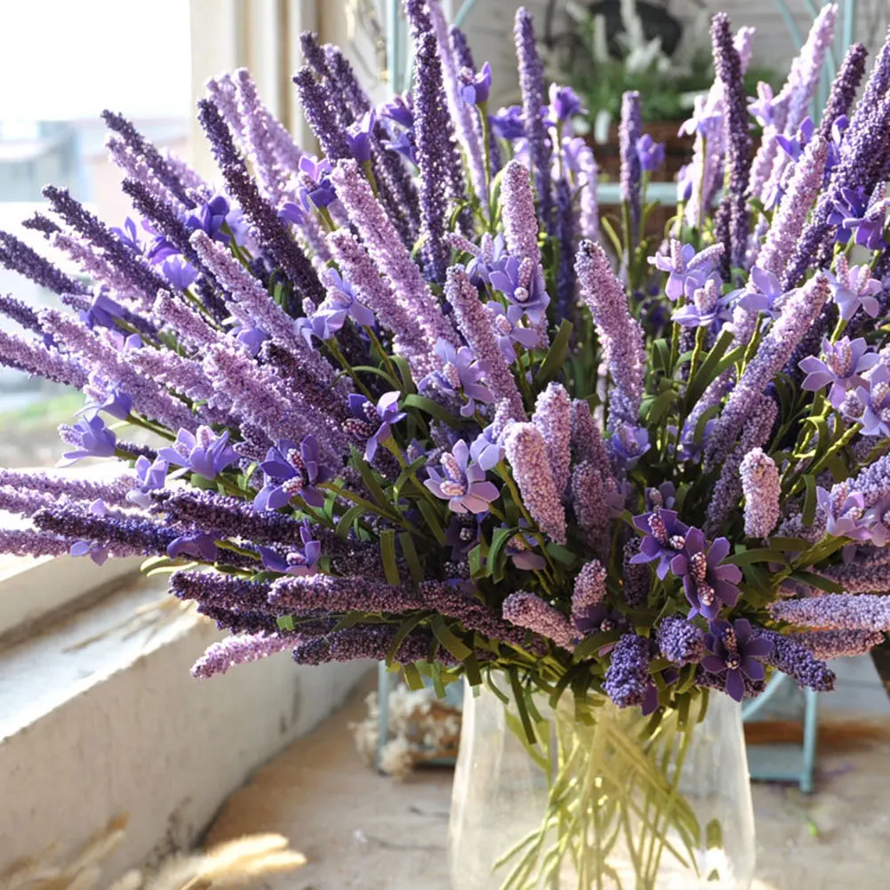 

5 Pcs Simulation Artificial Flower Lavender Bouquet Decoration for Home Party Wedding KM88