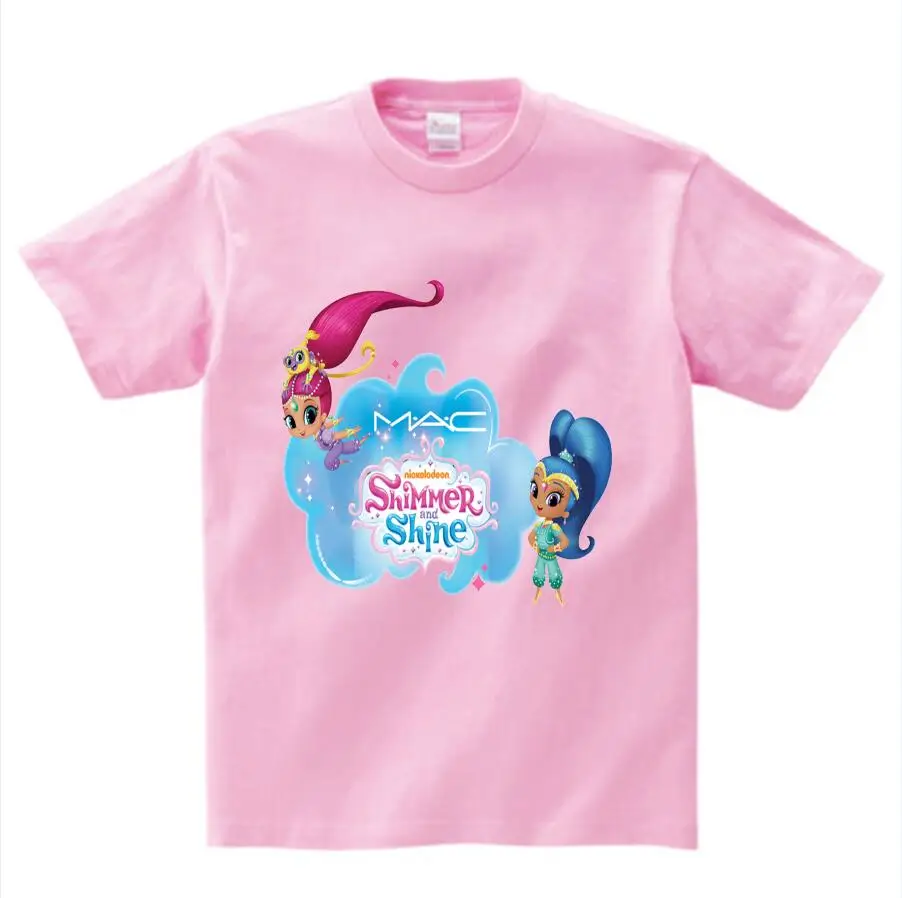 pink childreT-shirt Shimmer And Shine/футболка для мальчиков и девочек детская хлопковая Футболка с круглым вырезом и 3D принтом детские топы, футболка для маленьких От 2 до 12 лет, NN - Цвет: pink childreT-shirt