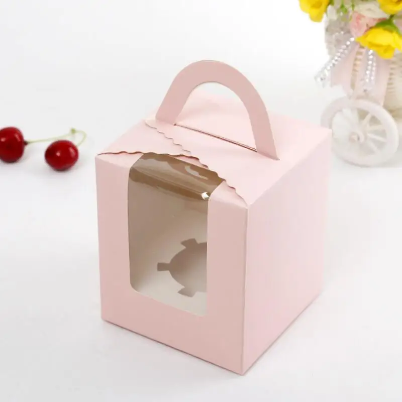 Коробки для одного капкейка с окном с ручкой коробка для макарун муссовый торт коробка 4 цвета LX7444