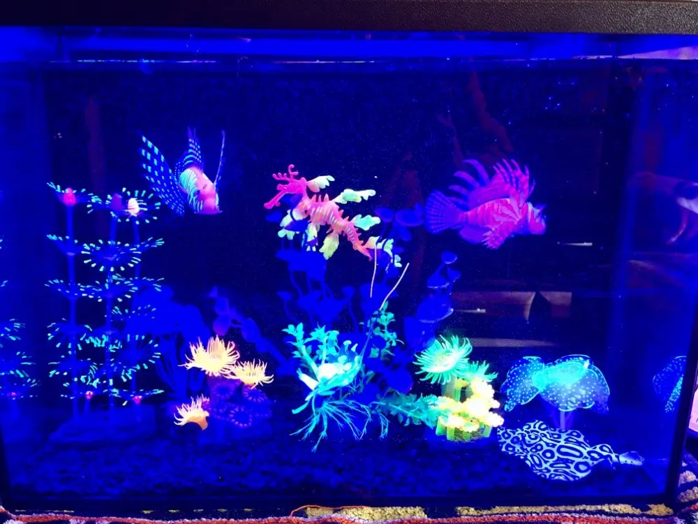 Аквариум с морской дракон светящиеся Искусственный Силиконовые рыбы Tank Декор аквариум украшение орнамент