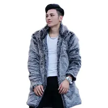 Новая мужская куртка мужская длинная секция тонкая имитация меха пальто из кожи и меха норковая шуба зимняя повседневная пух толстое пальто 5XL