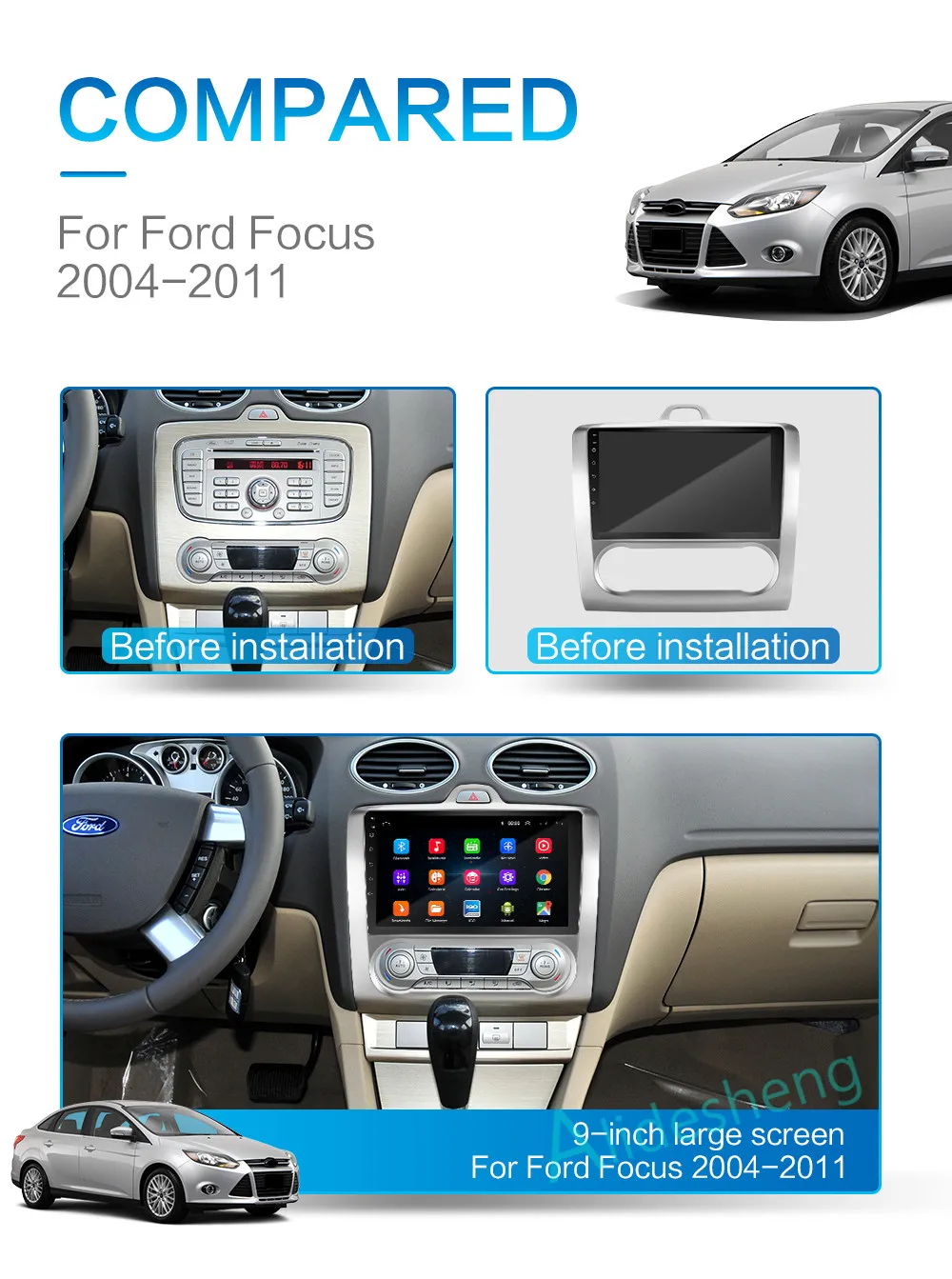 2.5D 2Din Android 8.1GO Автомобильный мультимедийный dvd-плеер gps для Ford Focus EXI MT MK2 MK3 2004-2009 2010 2011 навигации радио BT Wi-Fi