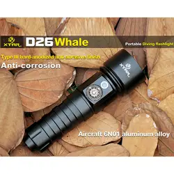 XTAR D26 комплект погружения Flashlight4 режимов CREE XM-L2 U3 светодиодный 1100 люмен ручной фонарик для подводного плавания черный 100 метровое погружение