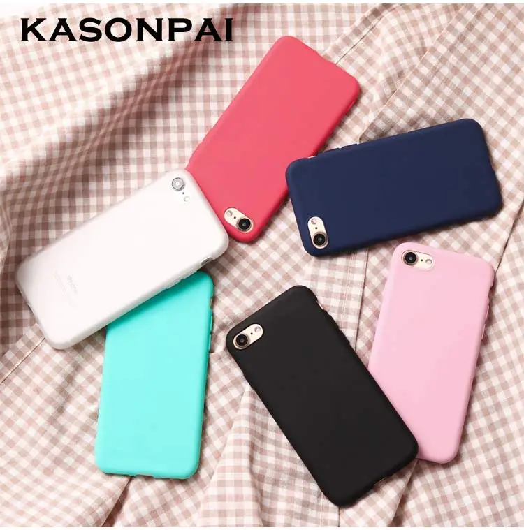 

KASONPAI Candy Color Phone Case For iphone6 6S 5S SE Fashion Cute Silicone Soft TPU Best quality Back Cover For iphone 7 8 8Plus