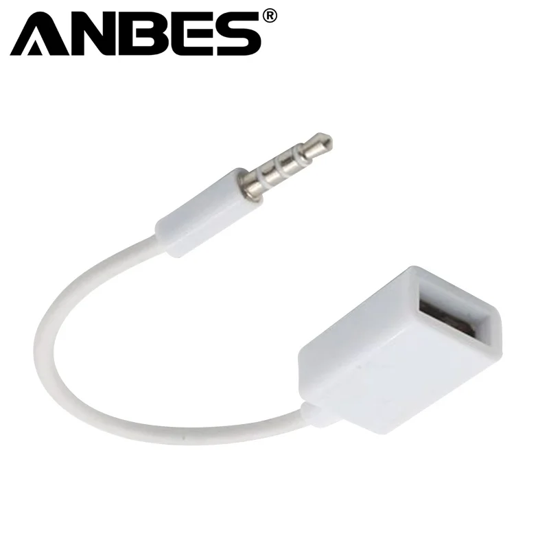 ANBES 3 5 мм Мужской AUX аудиоразъем к USB 2 0 Женский конвертер Кабель адаптер Шнур для