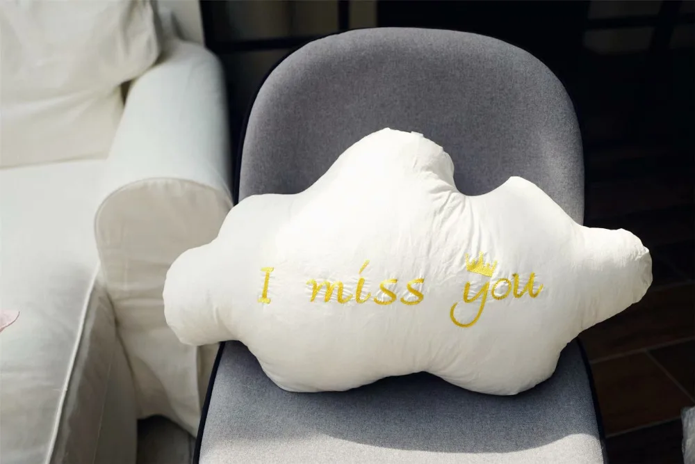 I MISS U хлопок Звезда Луна облако сердце подушка чучела слова Висячие детская кроватка детская подушка диван стул декоративная подушка