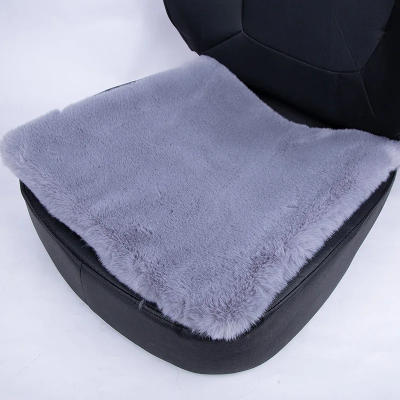 KAWOSEN, универсальный чехол для сиденья из искусственного меха кролика, милые аксессуары для салона автомобиля, стильные плюшевые черные чехлы для сидений автомобиля FFFC03 - Название цвета: Gray