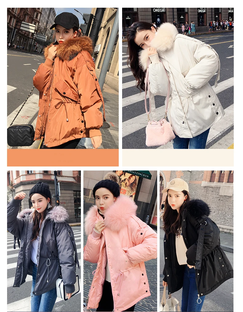 SWREDMI Women Winter Short Jacket Female Hooded Parkas Loose Cotton Padded Coat Mujer Thick Warm Slim Jacket Fur Collar