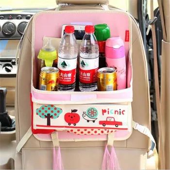 

Cartoon Car Seat Organizer Foldable Table Auto Cup Holder Car Styling Beverage Food Stand Storage Bag for Tablets Food Drinks