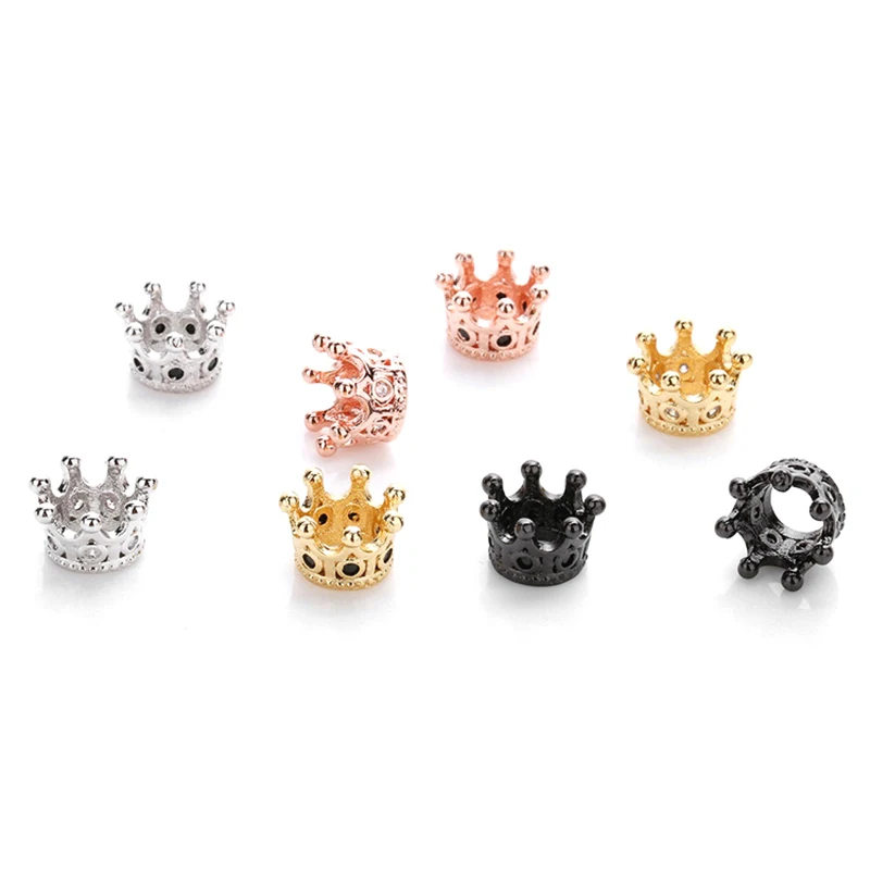 

WIWI 10Pcs/lot Crown Beads Pendants DIY For Jewelry Making Bracelets Women Copper Micro-inlay Zircon Beads Accessories Wholesale