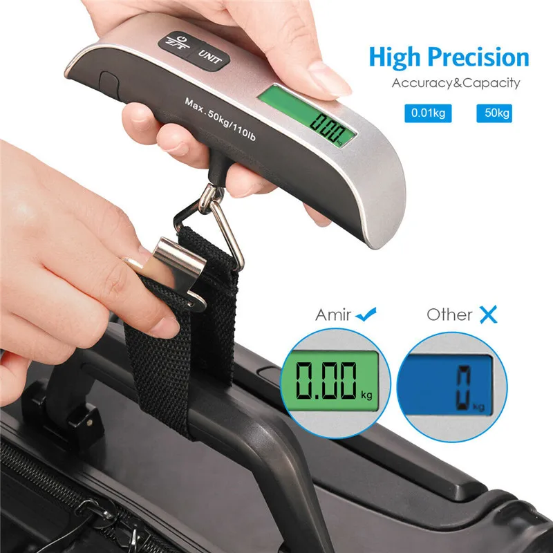 110lb 50kg Luggage Scale font b Electronic b font Digital Portable Suitcase Travel Scale Weighs Baggage