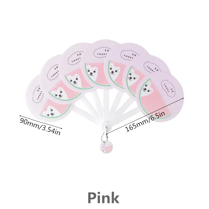 Pink Летний крутой складной ручной вентилятор в виде цветка в японском стиле, вентилятор в стиле семерки, креативный милый рисунок из мультфильма PP с ручным вентилятором для студентов - Цвет: Pink