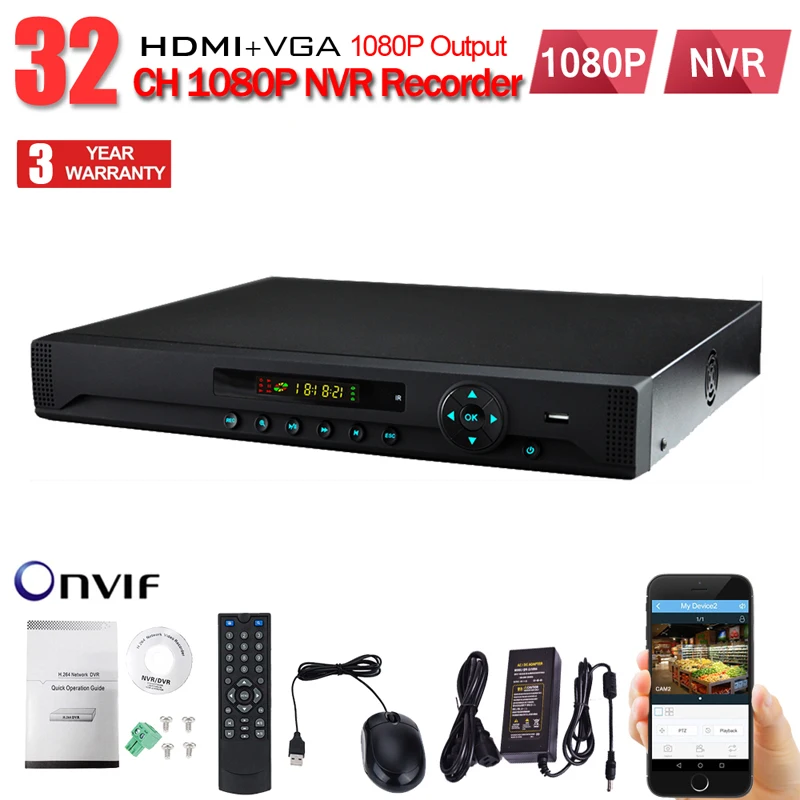 H.265 ONVIF HI3535 FULL HD 1080P CCTV NVR 24CH видеорегистратор 32CH 1080P NVR P2P Cloud 2 SATA/4 SATAPort