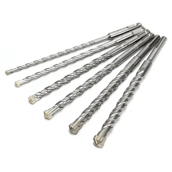 

6Pcs 210Mm 6/8/10/12/14/16Mm Sds Plus Crosshead Twin Spiral Hammer Drill Bits Round Shank Twist Electric Hammer Drill