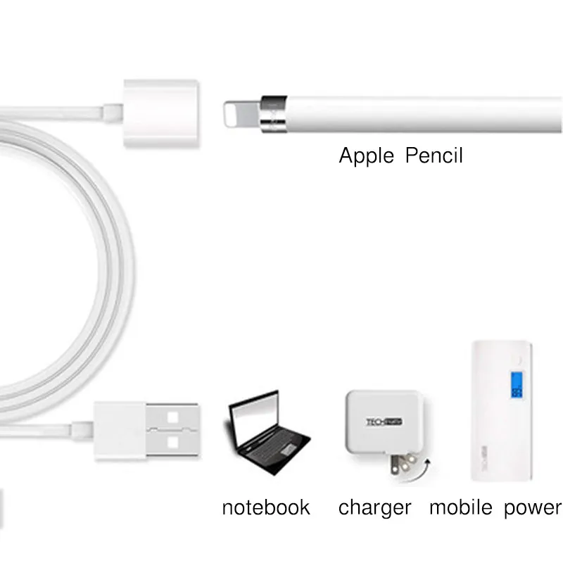 2 в 1 зарядное устройство для iPhone X Xr Xs Max зарядный кабель Apple Pencil адаптер Шнур iPad