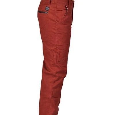 Men's Zip Fly Button Closure Casual Pants Maroon (1)
