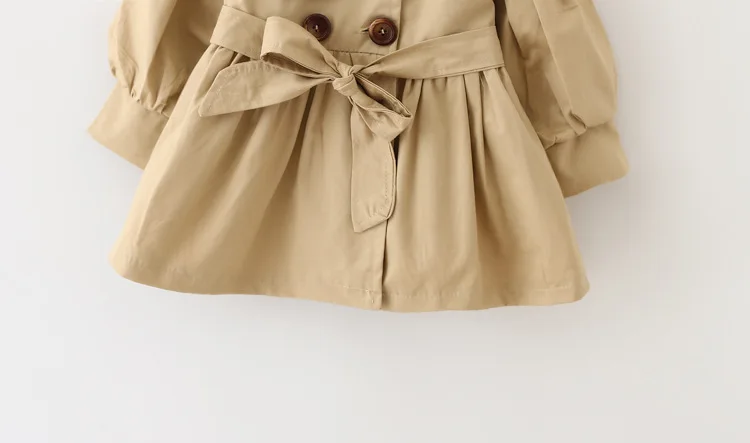 GEMTOT/весенне-осенняя ветровка из хлопка в английском стиле для маленьких девочек, однотонное модное длинное пальто для детей от 0 до 3 лет