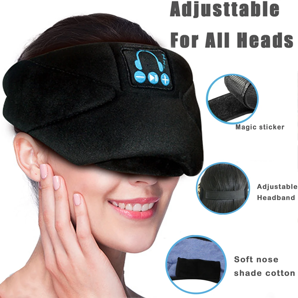 Bluetooth 5.0 Sleep Music Call Eye Mask Earmuffs Full Shading Handfree Wireless Headband Call Microphone Headset Eye Mask