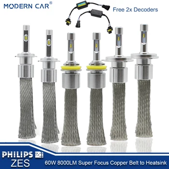 

MODERN CAR ZES 60W H11 H4 H7 9005 9006 880 Auto Headlamp Fog Light 8000lm White Copper Belt Canbus Error Free LED Headlight Bulb