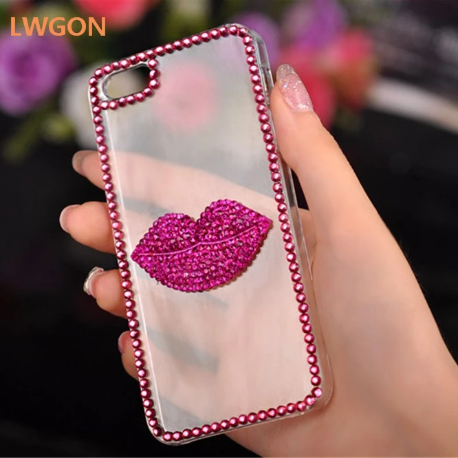 Чехол для huawei Honor 6X 7X 7C 8X Max 8C Шикарный чехол Daimond с розовыми красными губами 8 9 10 Lite