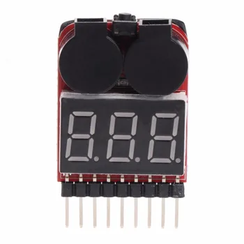 

1-8S Lipo/Li-ion/Fe RC Boat Battery 2 In 1 Tester LED Low Voltage Buzzer Alarm Test Tools