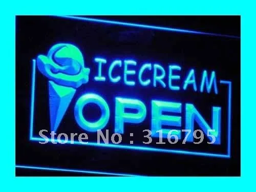 

i015 Open Ice-cream Icecream Ice cream Ads Light Sign On/Off Switch 20+ Colors 5 Sizes