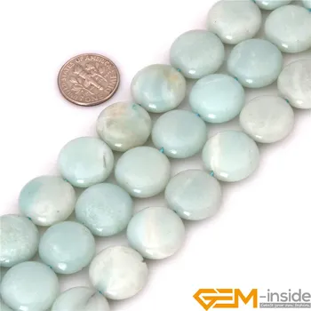 

12mm 14mm Coin Shape Amazonite Stone Beads Natural Stone Beads DIY Loose Beads For Jewelry Making Bead Strand 15" Wholesale!