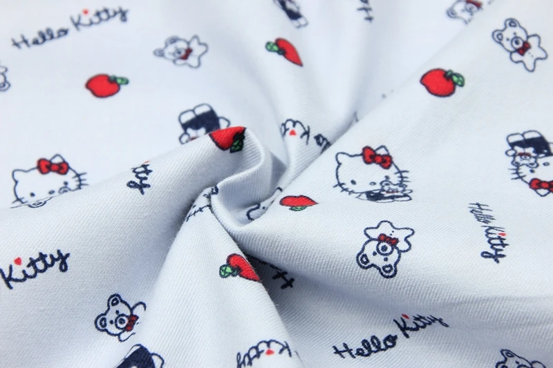 Полметра саржа щеткой с рисунком кота ткани, хлопок ручной DIY одежды детская одежда A607