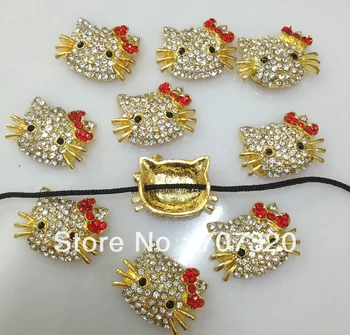

DIY 10 pcs hello kitty beads sideway hole for shamballa bead bracelet / bangle free shipping