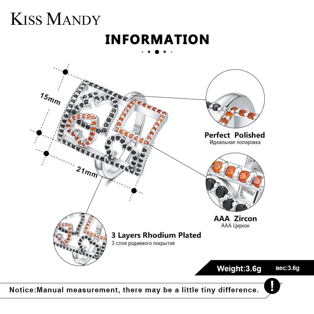 Женское украшение с полым дизайном Kiss Mandy для вечерние кубическим цирконием AAA