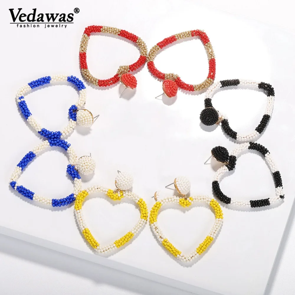

Vedawas Trendy Heart Beaded Earrings For Women Wedding Party Bohemian Handmade Hollow Out Love Gift Drop Earrings Jewelry xg2843
