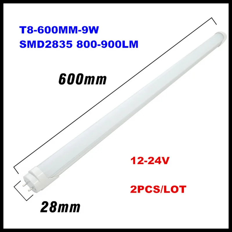 

12V 24V LED Bulb Light T8 Fluorescent LED Tube Lamp 600MM 9W LED Solar Tube CE&ROHS 2FT 0.6M 12V 24V LED Bulb Indoor Lights