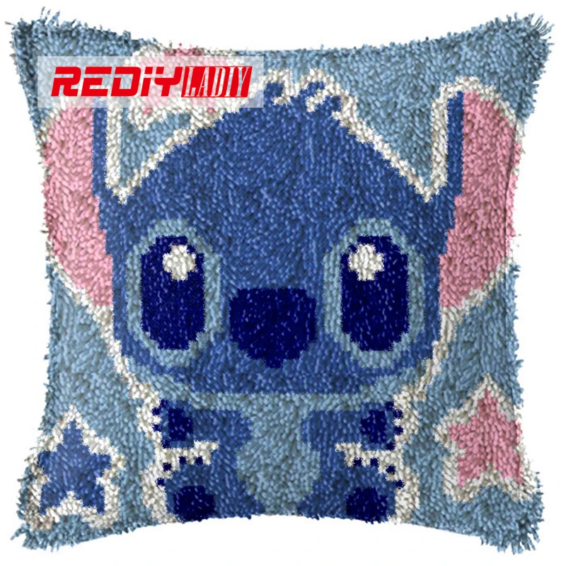 

REDIY LADIY Latch Hook Cushion Kit Yarn for Embroidery Cushion Cover Cartoon Dog Pillow Case Chair Cushion Decorative Pillow