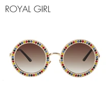 ROYAL GIRL, женские круглые солнцезащитные очки с кристаллами, фирменный дизайн, роскошные стразы, солнцезащитные очки высокого качества, UV400 ss970